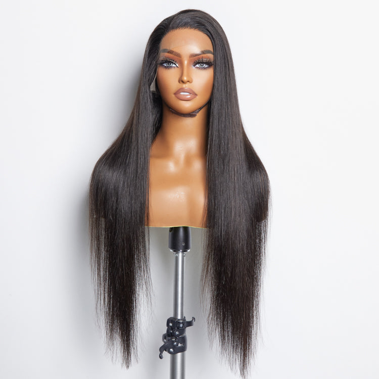 BraidsQueen 13x6 Glueless 3D Cap Pre-bleached Straight Transparent Lace Front Wig 150% Density