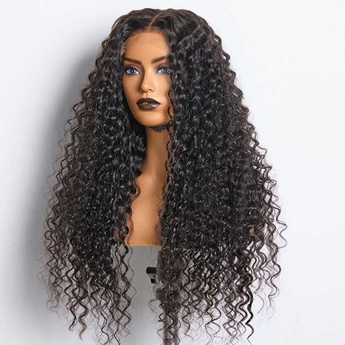 BraidsQueen 18-26inch #1B Deep Wavy 5x5 HD Front Lace Wig 180% Density