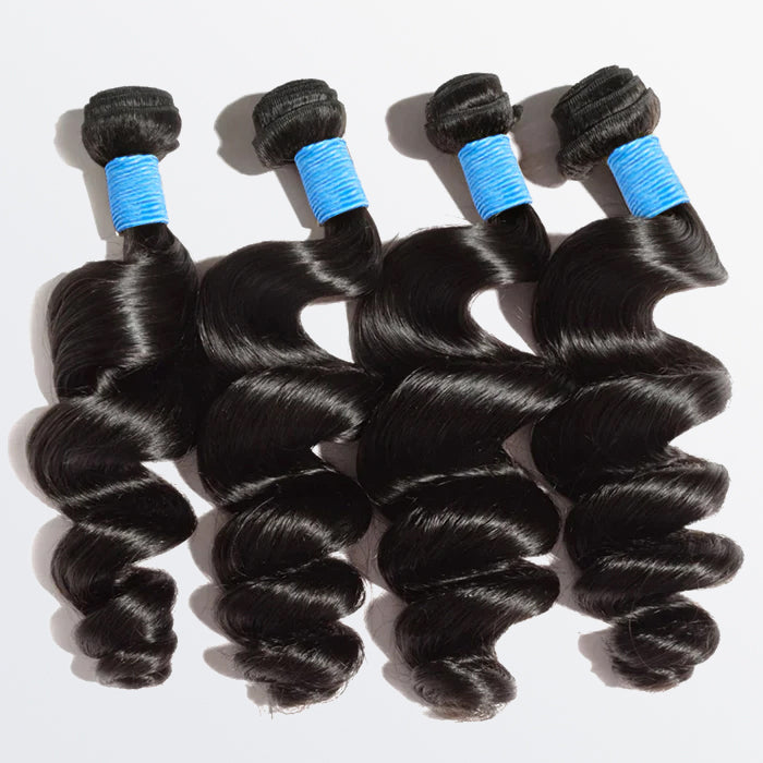 BraidsQueen 10-30 Inch Loose Wavy Virgin Brazilian Hair #1B Natural Black