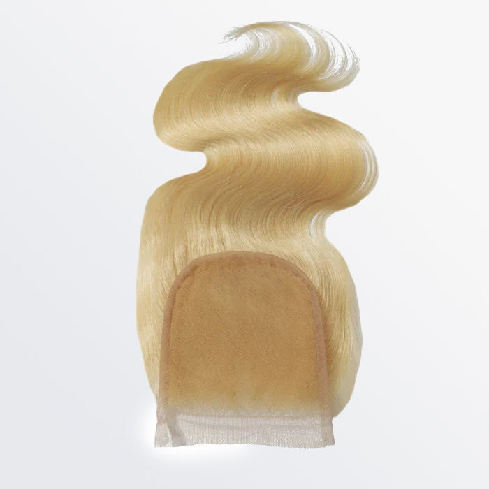 BraidsQueen 12-20 Inch 4" x 4" Body Wavy Free Parted 12A #613 Lace Closure