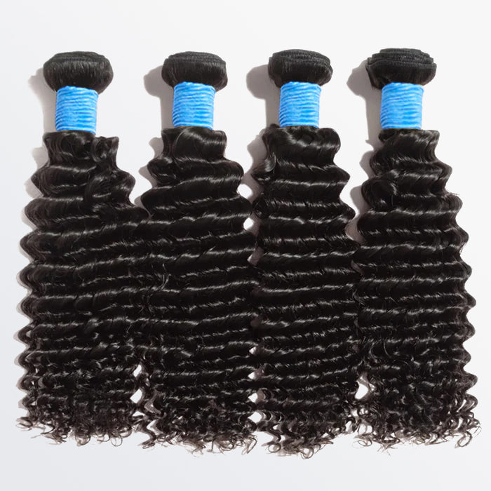 BraidsQueen 10-30 Inch Deep Curly Virgin Brazilian Hair #1B Natural Black