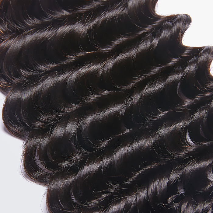BraidsQueen 10-30 Inch Deep Wavy Virgin Brazilian Hair #1B Natural Black