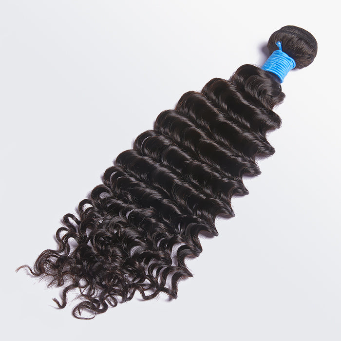 BraidsQueen 10-30 Inch Deep Wavy Virgin Brazilian Hair #1B Natural Black