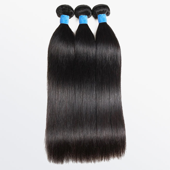 BraidsQueen 10-36 Inch Straight Virgin Brazilian Hair #1B Natural Black