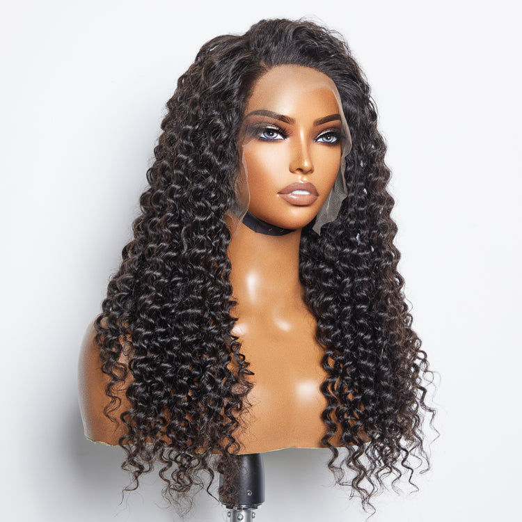 BraidsQueen 13x6 Glueless 3D Cap Pre-bleached Deep Curly Transparent Lace Front Wig 150% Density