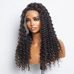 BraidsQueen 13x6 Glueless 3D Cap Pre-bleached Deep Curly Transparent Lace Front Wig 150% Density