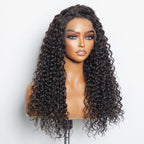 BraidsQueen 13x6 Glueless 3D Cap Pre-bleached Water Wave Transparent Lace Front Wig 150% Density