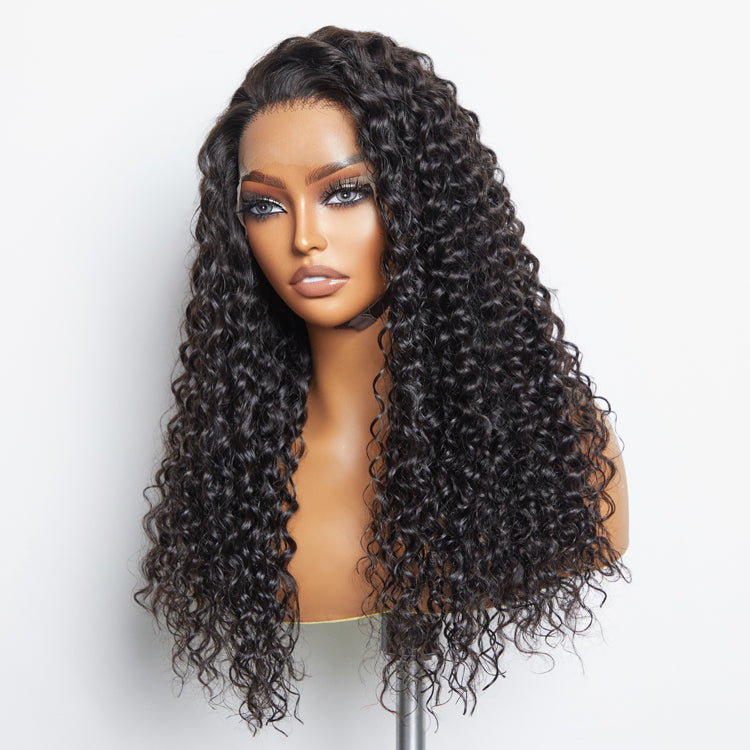 BraidsQueen 13x6 Glueless 3D Cap Pre-bleached Water Wave Transparent Lace Front Wig 150% Density