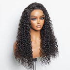 BraidsQueen 13x6 Glueless 3D Cap Pre-bleached Water Wave Transparent Lace Front Wig 150% Density
