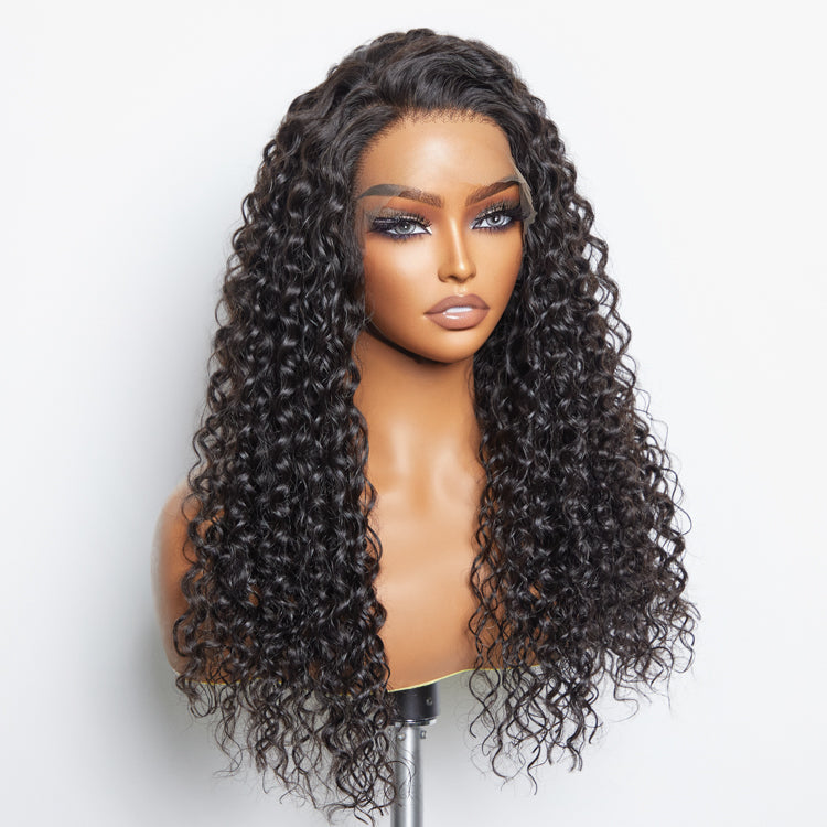 BraidsQueen 13x6 Glueless 3D Cap Pre-bleached Water Wave Transparent Lace Front Wig 150% Density