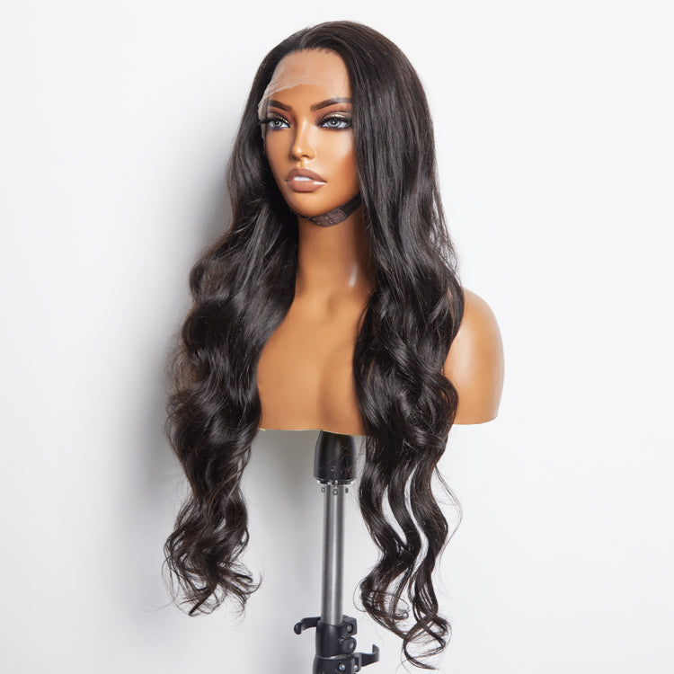 BraidsQueen 13x6 Glueless 3D Cap Pre-bleached Body Wave Transparent Lace Front Wig 150% Density