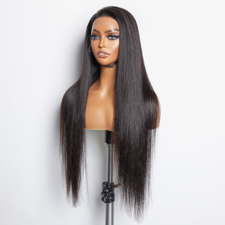 BraidsQueen 13x6 Glueless 3D Cap Pre-bleached Straight Transparent Lace Front Wig 150% Density
