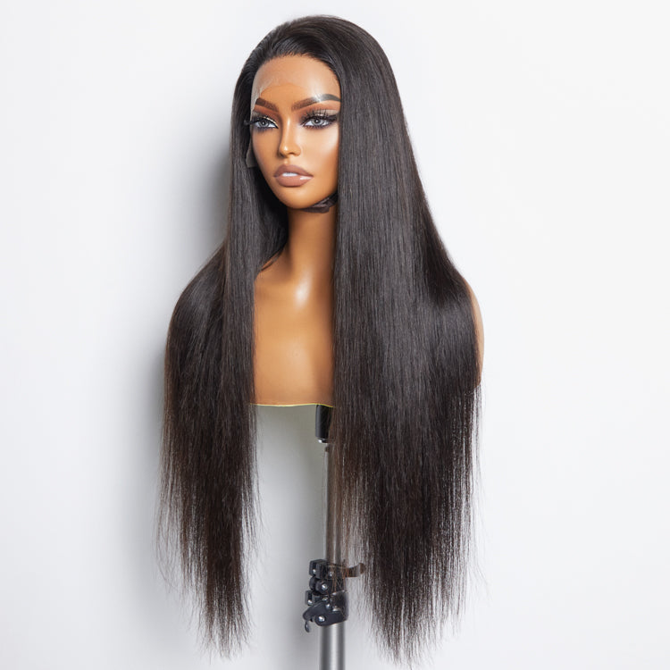 BraidsQueen 13x6 Glueless 3D Cap Pre-bleached Straight Transparent Lace Front Wig 150% Density