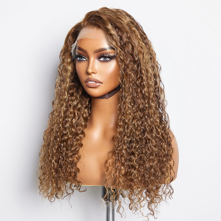 BraidsQueen 22-24 Inch Pre-Plucked 13"x4" Lace Front Water Wavy Wig Free Part 150% Density-100% Human Hair