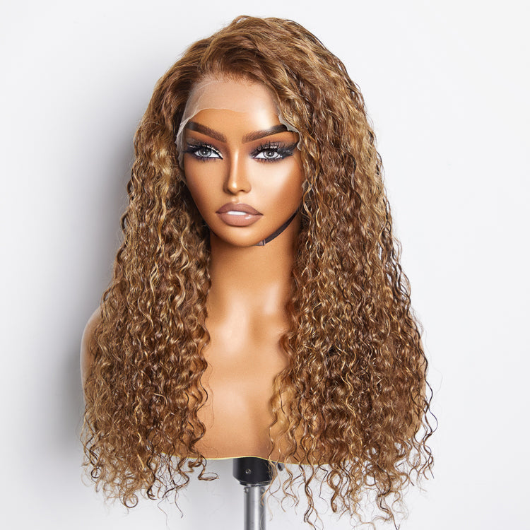 BraidsQueen 22-24 Inch Pre-Plucked 13"x4" Lace Front Water Wavy Wig Free Part 150% Density-100% Human Hair