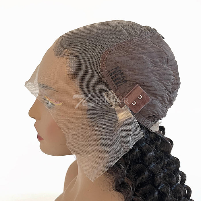BraidsQueen 13x6 Glueless 3D Cap Pre-bleached Deep Curly Transparent Lace Front Wig 150% Density