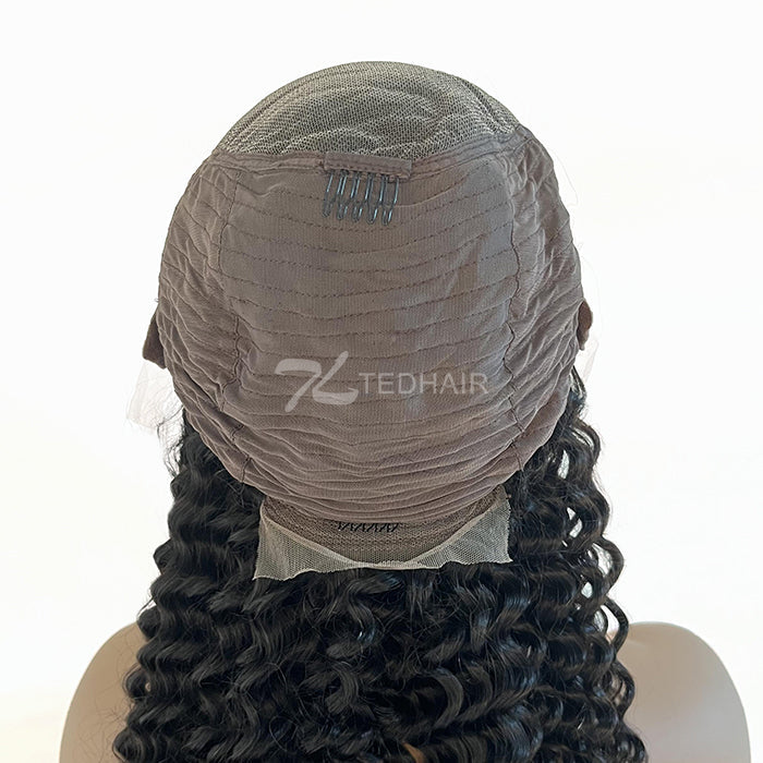 BraidsQueen 13x6 Glueless 3D Cap Pre-bleached Deep Curly Transparent Lace Front Wig 150% Density
