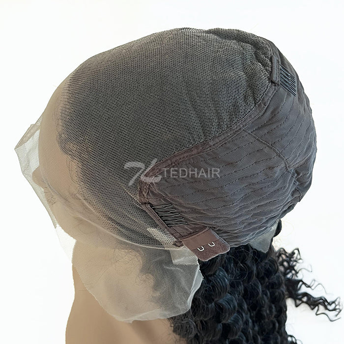 BraidsQueen 13x6 Glueless 3D Cap Pre-bleached Deep Curly Transparent Lace Front Wig 150% Density