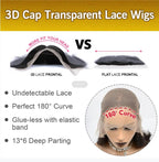 BraidsQueen 13x6 Glueless 3D Cap Pre-bleached Deep Curly Transparent Lace Front Wig 150% Density