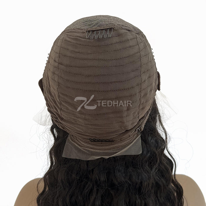 BraidsQueen 13x6 Glueless 3D Cap Pre-bleached Water Wave Transparent Lace Front Wig 150% Density