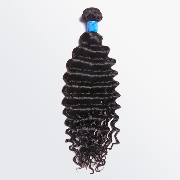 BraidsQueen 10-30 Inch Deep Wavy Virgin Brazilian Hair #1B Natural Black