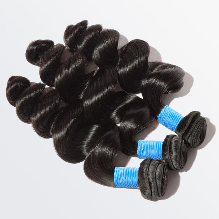 BraidsQueen 10-30 Inch Loose Wavy Virgin Brazilian Hair #1B Natural Black