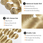 BraidsQueen 12-30 Inch 12A #613 Lightest Blonde Body Wavy Colored Remy Hair