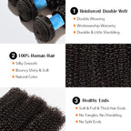 BraidsQueen 10-30 Inch Kinky Curly Virgin Brazilian Hair #1B Natural Black