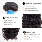 BraidsQueen 10-30 Inch Water Wave Virgin Brazilian Hair #1B Natural Black