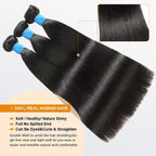 BraidsQueen 10-36 Inch Straight Virgin Brazilian Hair #1B Natural Black