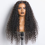 BraidsQueen 18-26inch #1B Deep Wavy 5x5 HD Front Lace Wig 180% Density