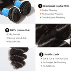 BraidsQueen 10-30 Inch Loose Wavy Virgin Brazilian Hair #1B Natural Black