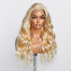 BraidsQueen 16-30 Inch Pre-Plucked 13"x4" #613 Body Wavy Lace Frontal Wigs 150% Density-100% Human Hair