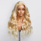 BraidsQueen 16-30 Inch Pre-Plucked 13"x4" #613 Body Wavy Lace Frontal Wigs 150% Density-100% Human Hair
