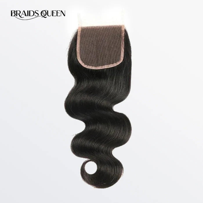 BraidsQueen 14-20 Inch 4" x 4" HD Body Wave Free Parted Lace Closure #1B Natural Black