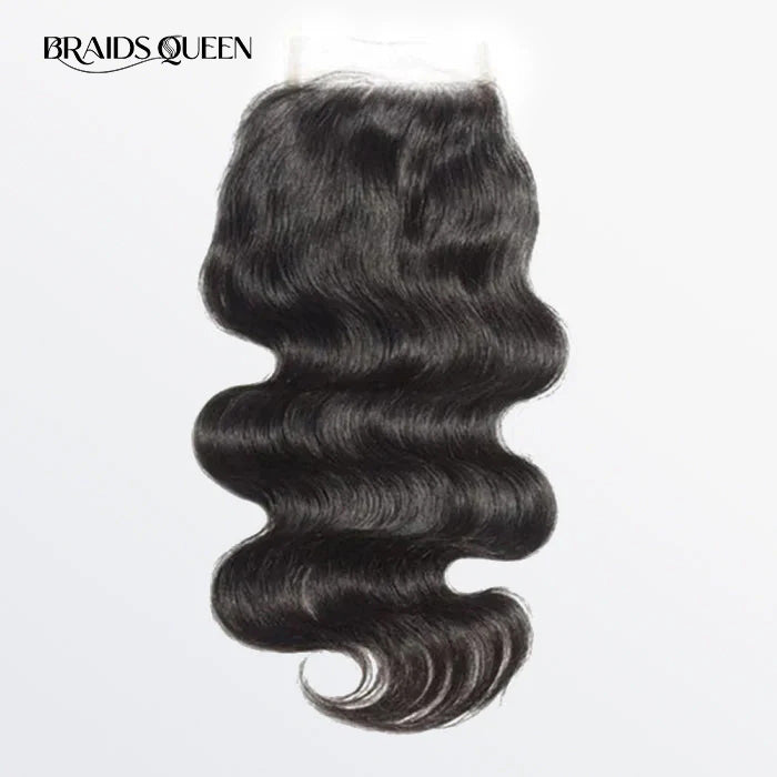 BraidsQueen 14-20 Inch 4" x 4" HD Body Wave Free Parted Lace Closure #1B Natural Black