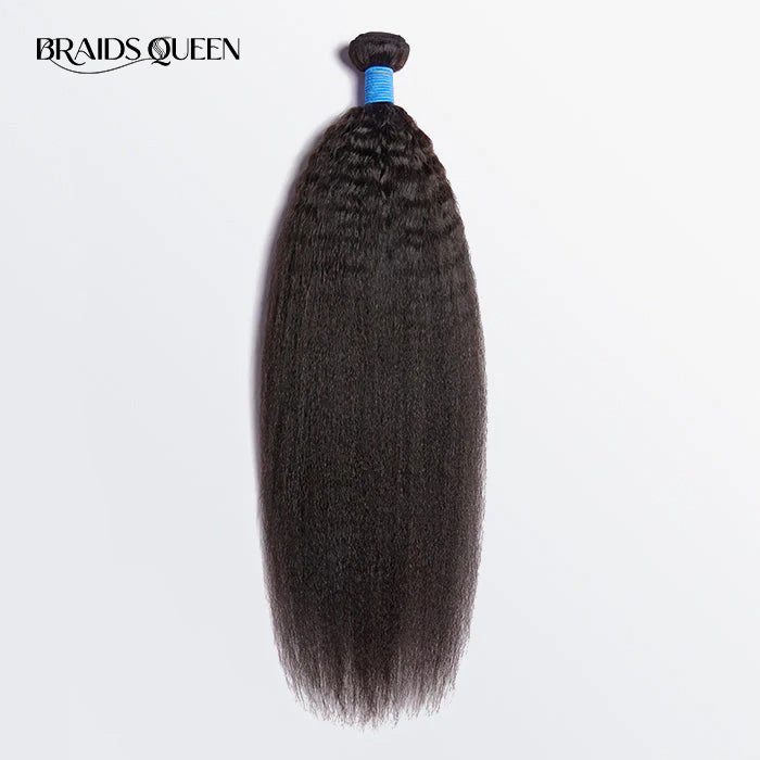 BraidsQueen 10-30 Inch Kinky Straight Virgin Brazilian Hair #1B Natural Black