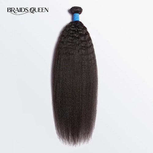 BraidsQueen 10-30 Inch Kinky Straight Virgin Brazilian Hair #1B Natural Black