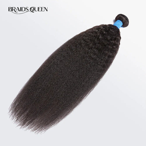 BraidsQueen 10-30 Inch Kinky Straight Virgin Brazilian Hair #1B Natural Black