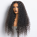 BraidsQueen 18-26inch #1B Deep Wavy 5x5 HD Front Lace Wig 180% Density