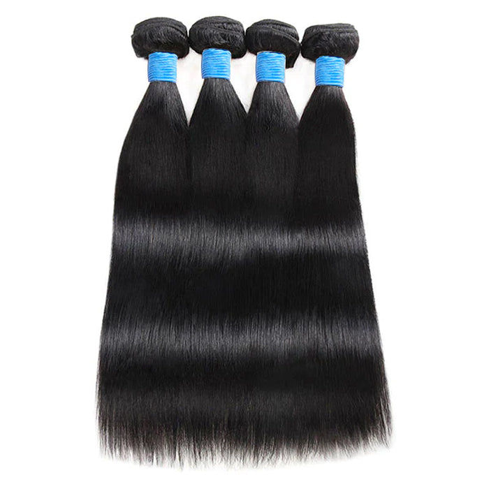 BraidsQueen 10-36 Inch Straight Virgin Brazilian Hair #1B Natural Black
