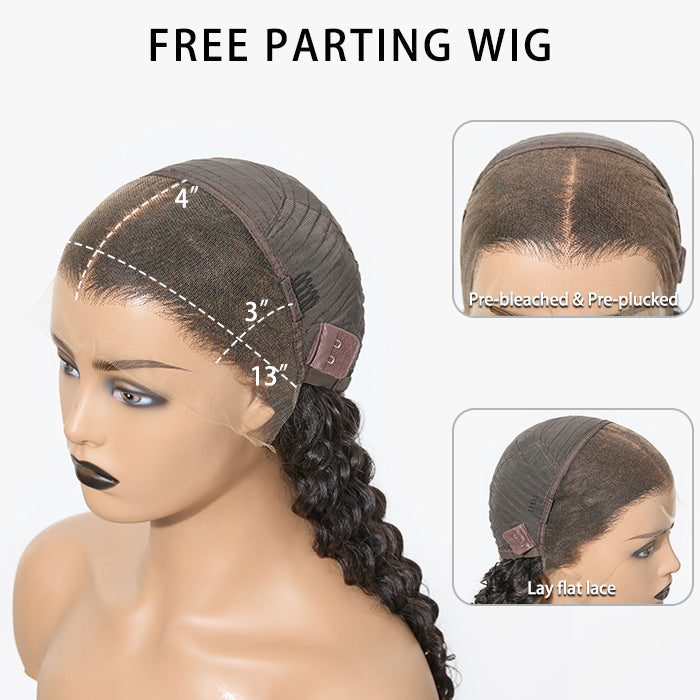 BraidsQueen 180% Density HD 13x4 Full Frontal Lace Wig Deep Curly