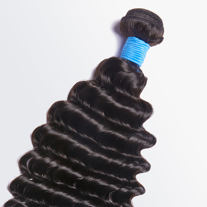BraidsQueen 10-30 Inch Deep Wavy Virgin Brazilian Hair #1B Natural Black