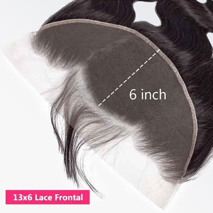 BraidsQueen 14-20 Inch 13" x 6" HD Body Wavy Free Parted Frontal #1B Natural Black