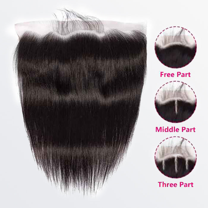 BraidsQueen 14-20 Inch 13" x 6" HD Straight Free Parted Frontal #1B Natural Black