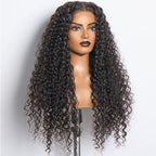 BraidsQueen 18-26inch #1B Deep Wavy 5x5 HD Front Lace Wig 180% Density