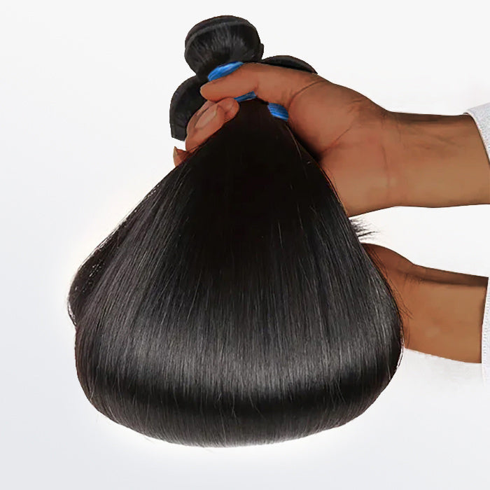BraidsQueen 10-36 Inch Straight Virgin Brazilian Hair #1B Natural Black