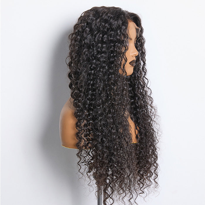 BraidsQueen 18-26inch #1B Deep Wavy 5x5 HD Front Lace Wig 180% Density