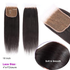BraidsQueen 14-20 Inch 4" x 4" HD Straight Free Parted Lace Closure #1B Natural Black