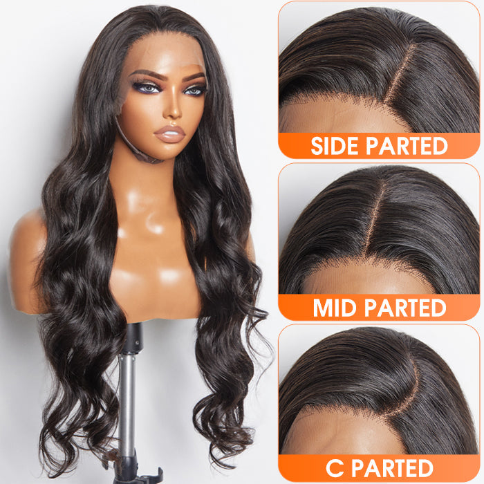 BraidsQueen 13x6 Glueless 3D Cap Pre-bleached Body Wave Transparent Lace Front Wig 150% Density